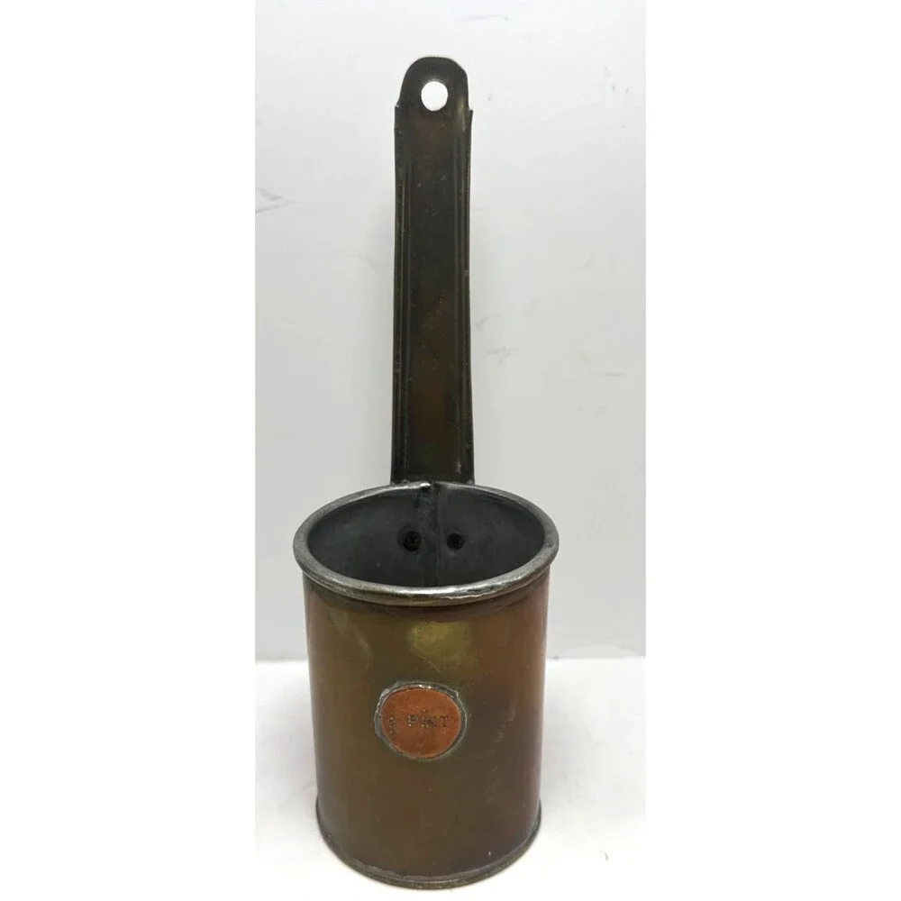 Vintage Copper and Brass Nesting Measuring Stackable Hanging Cups Ladle Quarts